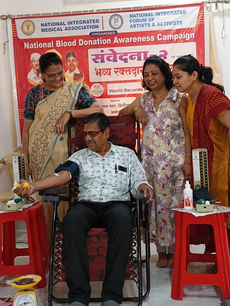 organization Blood Donation Camp in collaboration of "Sawedana" an NGO